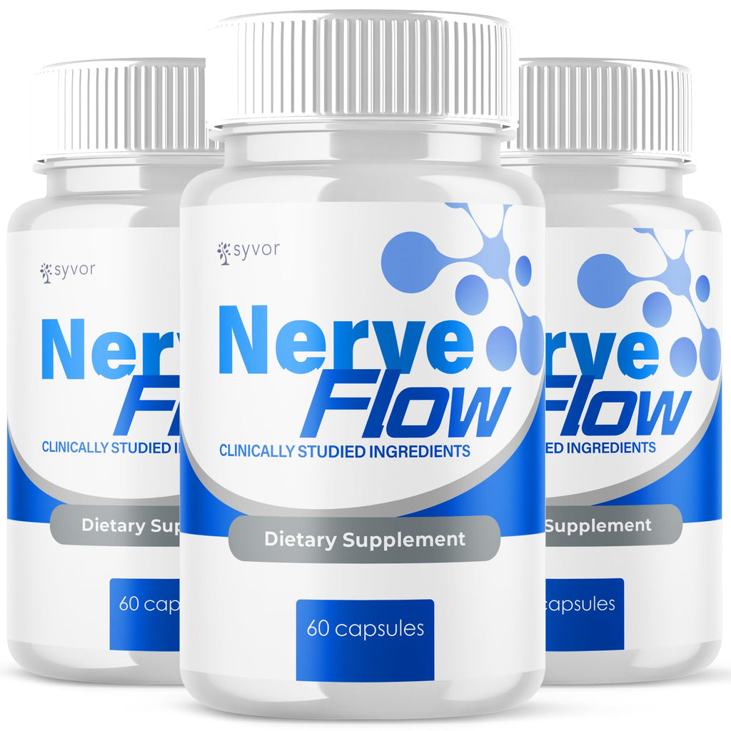 (3 Pack) Nerve Flow Capsules, Official Nerve Flow Pills Made with All Natural Ingredients, Maximum Strength NerveFlow Sciatic Support Supplement with Advanced Vitamins for Women & Men (180 Capsules)