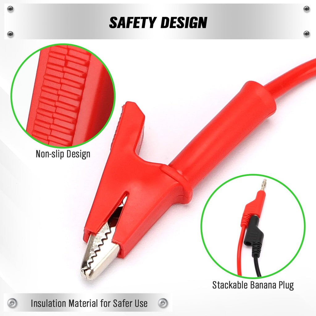 SWANLAKE 2-Piece Banana Plug to Alligator Clip Test Leads, 1000V 15A 3.5ft/1M Multimeter Electrical Alligator Clips, Flexible Copper Cable Banana Plug, Electrical Wires with Gator Clips