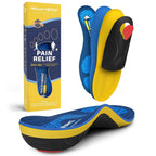 WalkHero Heavy Duty High Arch Support Insoles, 220+lbs High Arch Support Orthotics Inserts for Plantar Fasciitis, Flat Feet, Pronation and Heel Pain (Mens 10-10.5 | Womens 12-12.5, Glacial Blue)