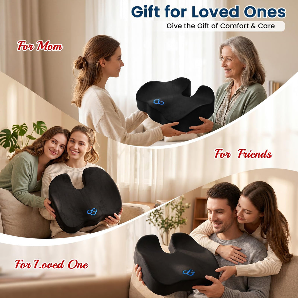 BlissTrends Memory Foam Seat Cushion for Office Chair & Car Seat, Black