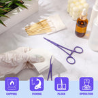 BBTO 2 Pcs Hemostat Forceps Curved Straight, Piercing Pliers,Lilac