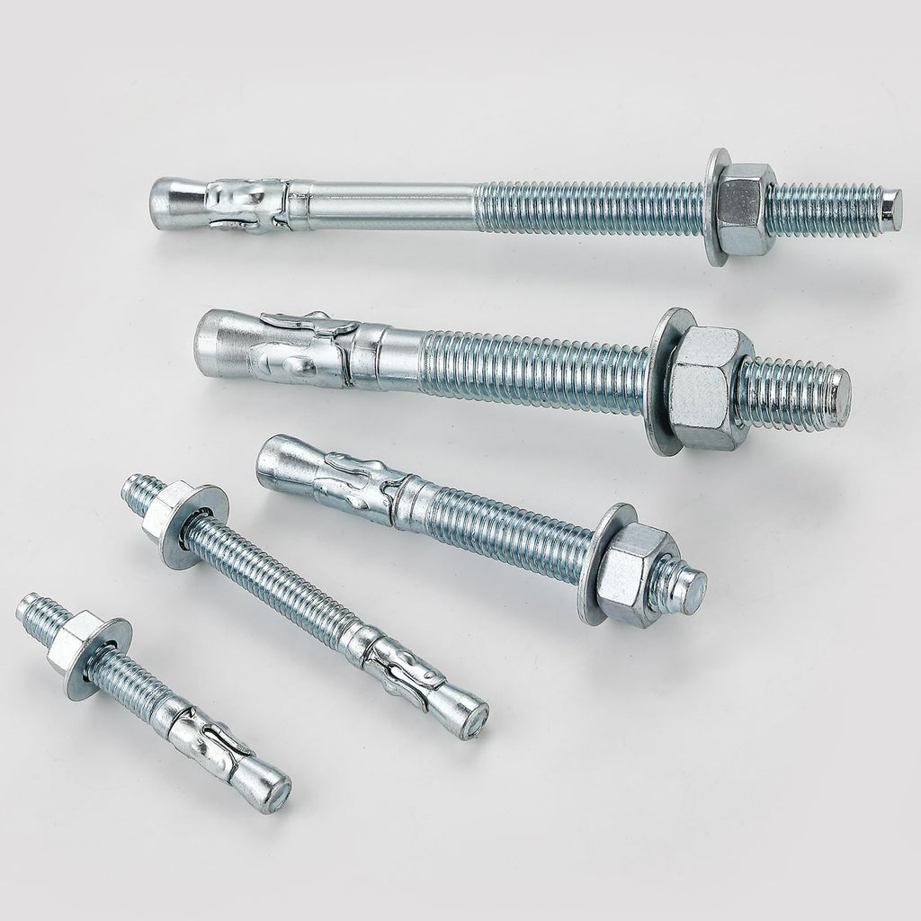 Wensilon 5/16x4" 10Pcs Inch Standard Fasteners for Heavy-Duty Zinc Wedge Anchors for Cement and Concrete