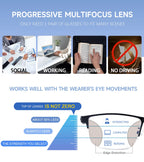 SKYOAK 2 Pack Mens Premium Progressive Multifocus Reading Glasses, TR90 Temples Blue Light Blocking Anti UV/Eye Strain Computer Readers No-Line Half Frame Multifocal Eyeglasses, 2.5x