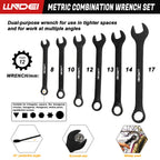 LLNDEI 1/2" Dr. Ratchet Impact Socket Wrench Set,Deep Sockets(8-24mm),Spark Plug Socket(16,21mm),49PCS, CR-V, Metric, With Combination Wrenches (8-17mm)