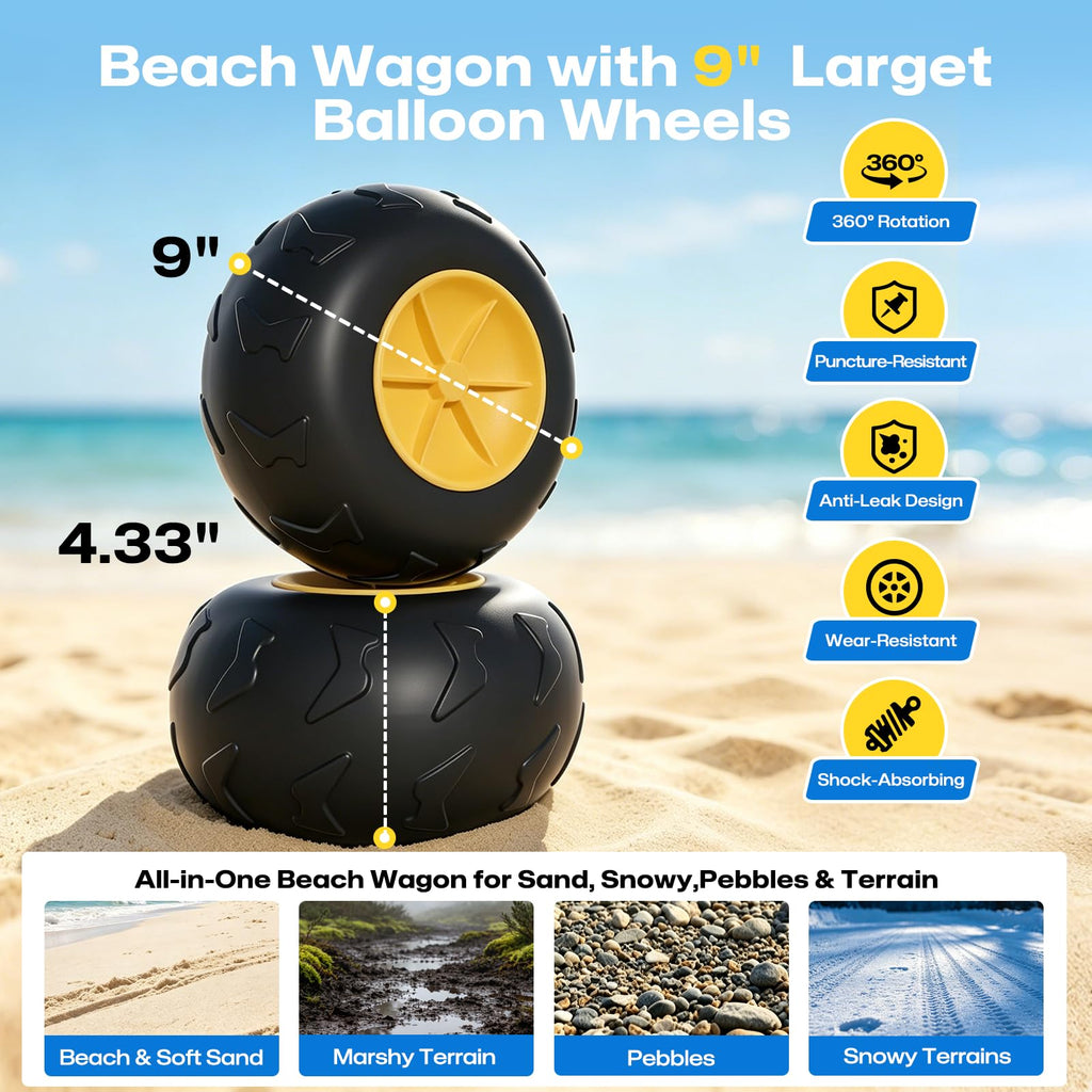 VELUVIA 400L Double Decker Beach Wagon with Big Balloon Wheels for Sand
