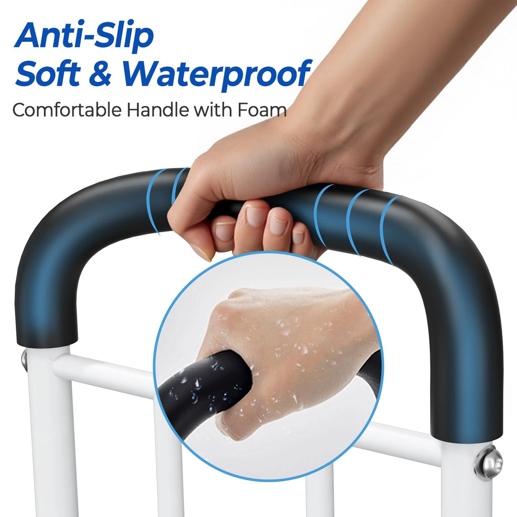 BigDolphin Bed Rails for Elderly Adults - ASTM Approved Adjustable Bed Cane with Non-Slip Ergonomic Handle & Storage Pocket, Bed Railings for Seniors Hold up to 350 LBS, Tool-Free