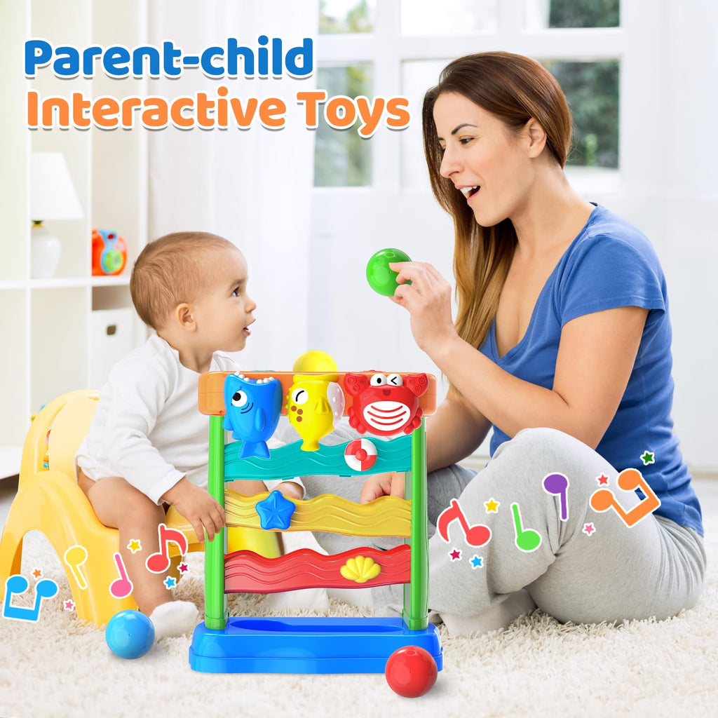 Toys for 1 2 3 Years Old, Interactive Feeding Toy with Music, Montessori Toys for Boy Girl, Musical Cause and Effect Game for 12+ Months, Christmas Birthday Gifts for Baby Toddlers Age 1-3