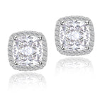 YOMELA White Square Cubic Zirconia Stud Earrings for Women