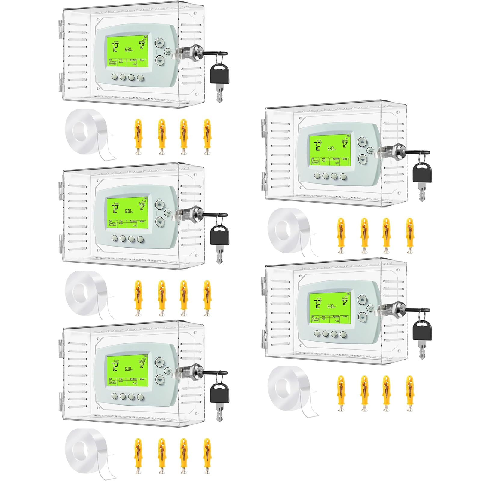 Universal Thermostat Lock Box with Key,Clear Large Thermostat Cover for Thermostat on Wall,Thermostat Guard Fits Thermostats 6.3 x 4.4 x 2 inches or Smaller