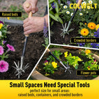 Colwelt Manual Rotary Cultivator, Single-Tine Aluminum Cultivators for Gardening, Garden Hand Tiller Manual with Ergo Wooden t-Handle, Hand Held Cultivator Tool For Flower Beds Cultivate, Aerate, Weed