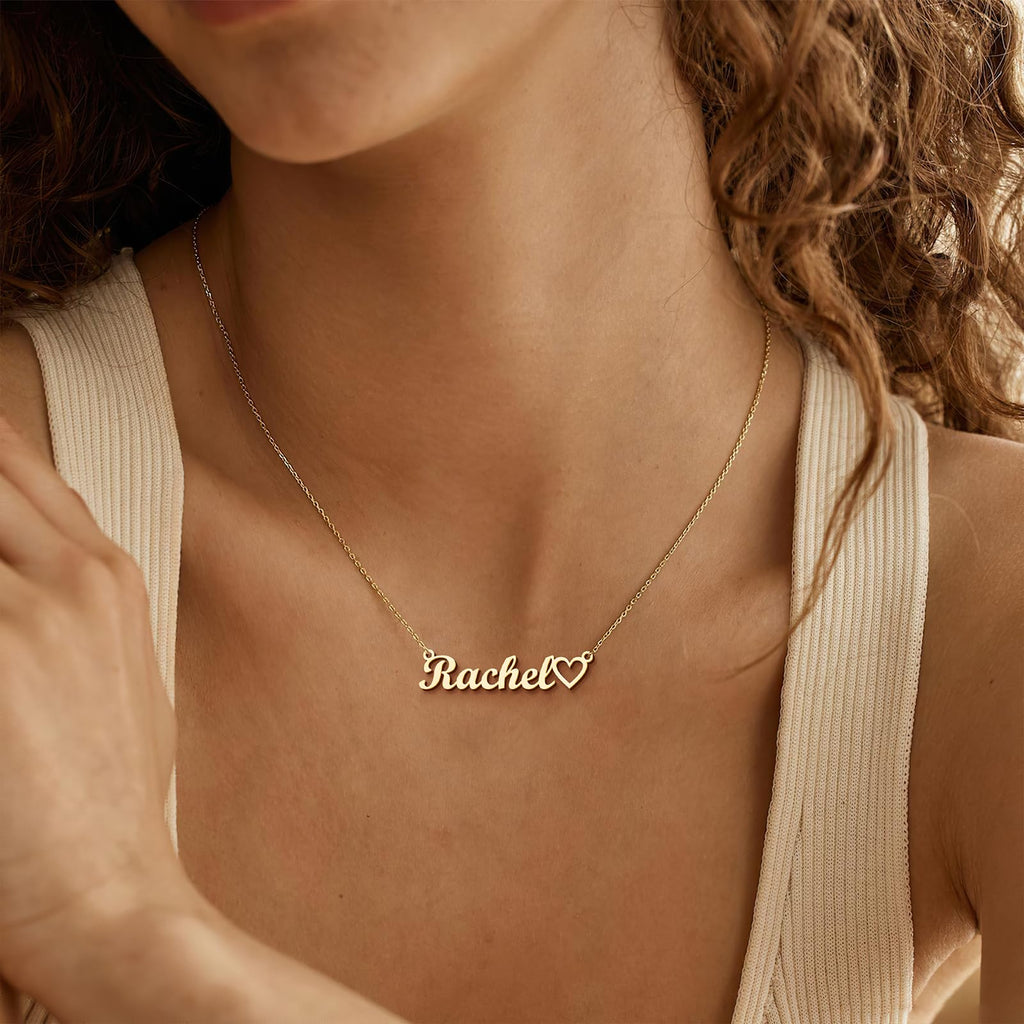 KUKULIKI Custom Name Necklace Personalized Heart Symbol, 18K Gold Plated Handmade Personalized Necklaces for Women, Customized Jewelry Birthday Gifts
