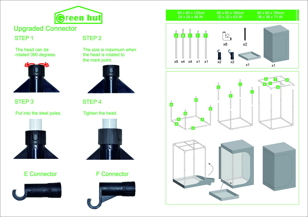 Green Hut 3x3 Grow Tent, 36"x36"x72" Hydroponics Growing Tent