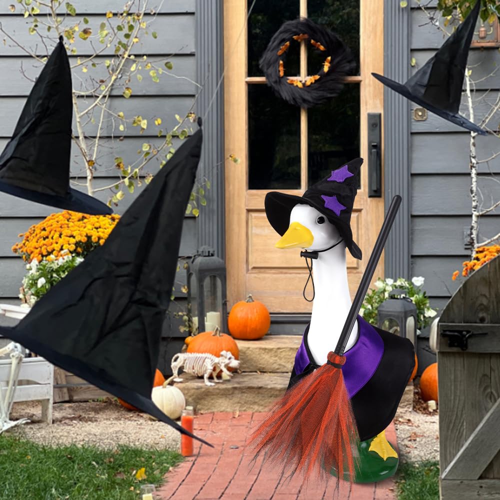 Halloween Goose Outfit Witch Porch Goose Clothes for Outdoor Lawn Decor