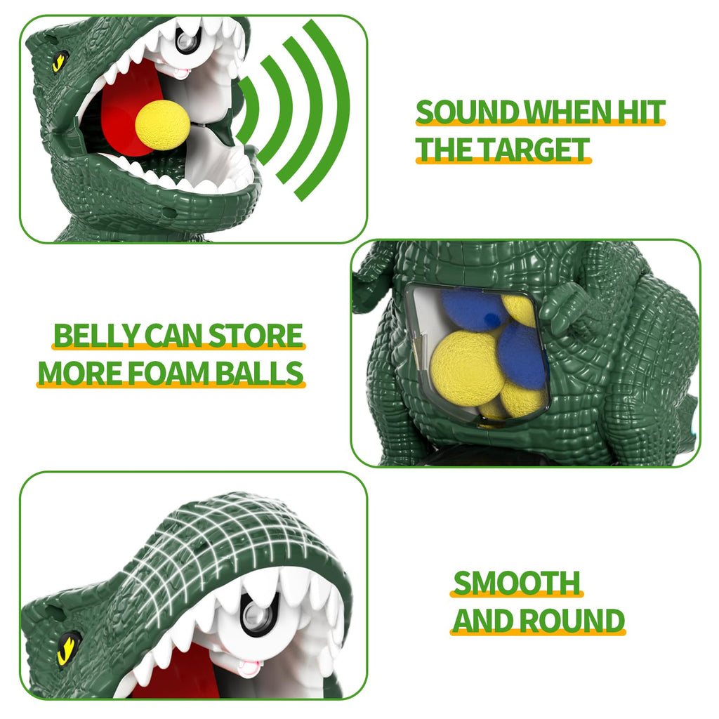 BLmukce Dinosaur Shooting Toys for Kids 3-5 5-7, Movable Target Shooting Game trex Chomp Shot Dino Blaster Toy Gift for Boys Age 4-8, Christmas & Birthday Gifts for 3 4 5 6 7 8 Years Old Kids