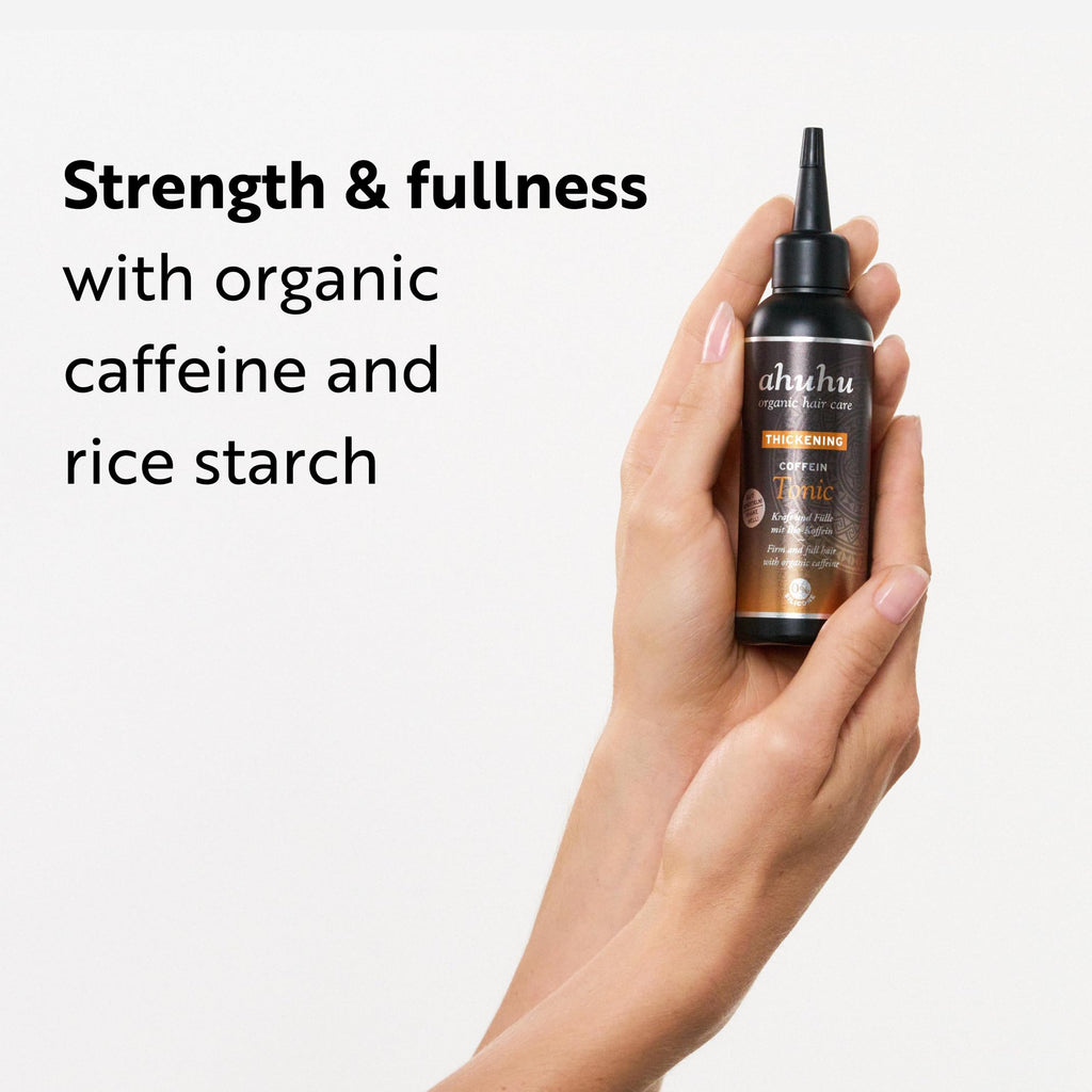 Ahuhu THICKENING Coffein Tonic (100ml) - Strengthening Scalp Treatment With Organic Caffeine & Rice Starch, Hair Thickening & Volumizing Tonic For Men & Women, Vegan Hair Tonic