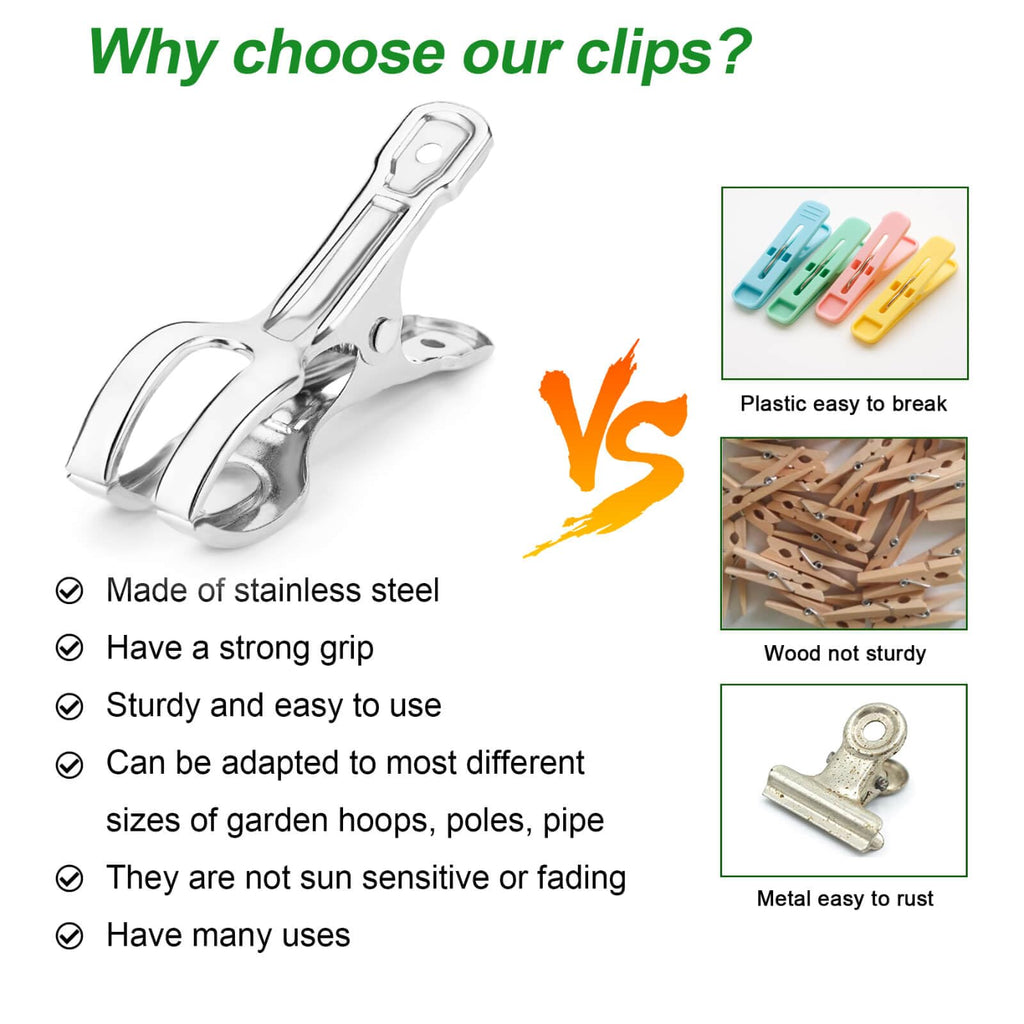 Samhopo 24 Pack Large Garden Clips for Netting, Clamps with 2''Jaw Opening