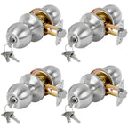 RAFECIEE 4 Pack Keyed Entry Door Knob with Lock and Key, Exterior and Interior Door Knob for Bedroom or Bathroom, Satin Nickel, Not Keyed Alike