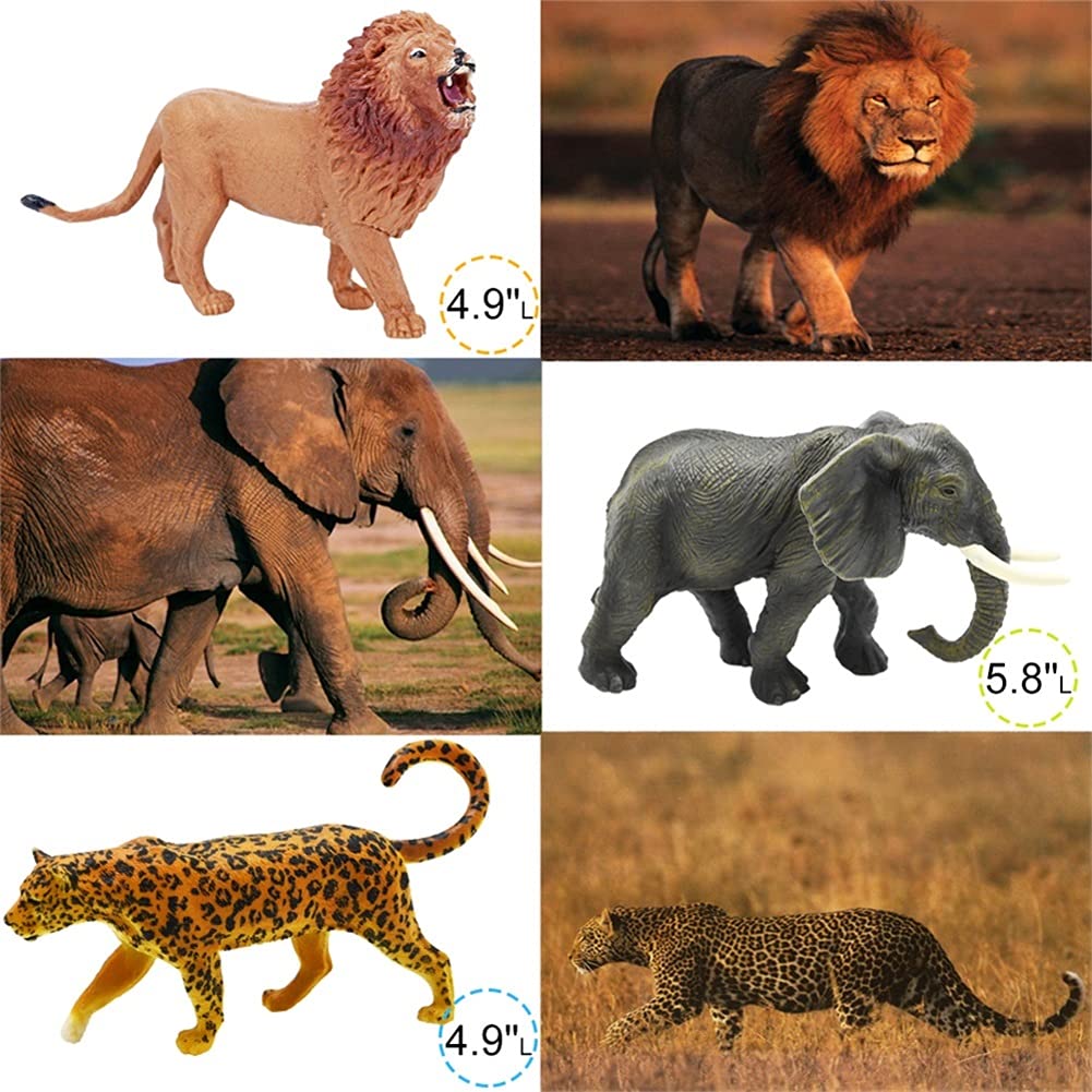 65PCS Safari Animals Figures Toys, Realistic Plastic Jungle Zoo Wild Animals with Fence Building Blocks Storage Box Christmas Birthday Gift for Kids 3-8