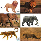 65PCS Safari Animals Figures Toys, Realistic Plastic Jungle Zoo Wild Animals with Fence Building Blocks Storage Box Christmas Birthday Gift for Kids 3-8