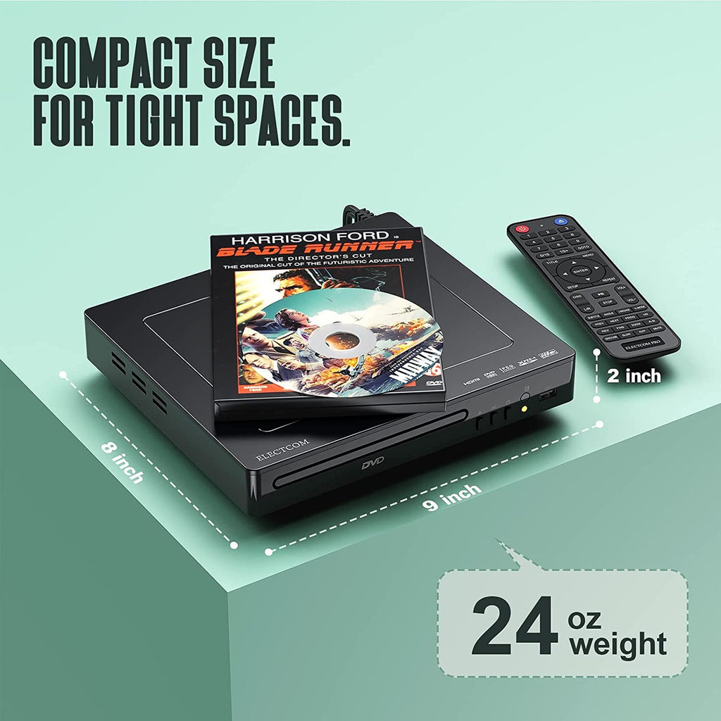 DVD Players for TV with HDMI, Simple DVD Player for Elderly, DVD Players That Play All Regions, CD Player for Home Stereo System - Black