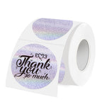 WANGHENG 3 Inch Holographic Thermal Labels,Round Thermal Printer Labels,Waterproof Thermal Printer Stickers for DIY Logo Design,Name Tag,QR Code,Thanks Card 150 Labels/Roll (Purple dots)