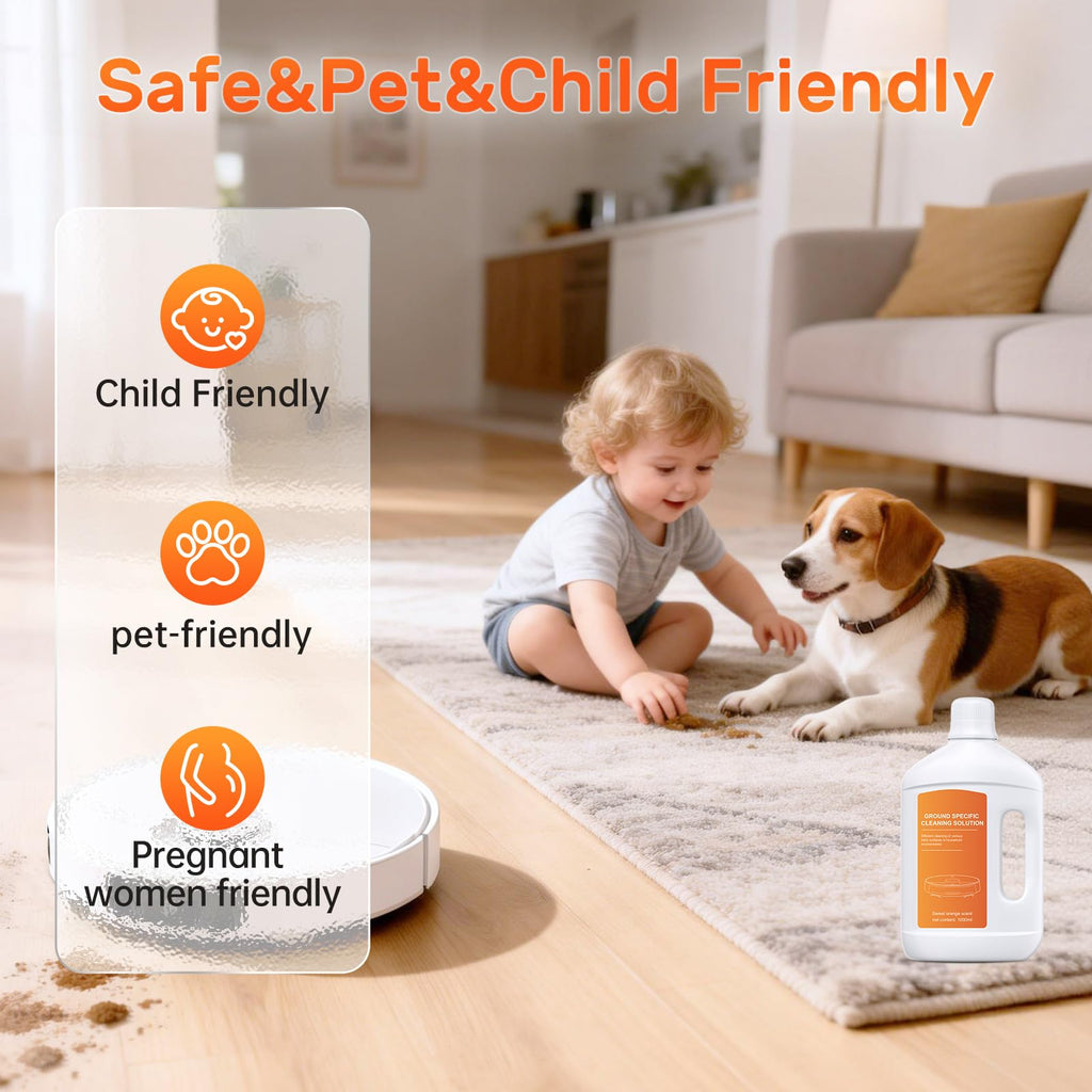 Nukisa Orange Floor Cleaning Solution 1L Compatible with Dreame Wet & Dry Vacuum and Robot， Residue & Streak Free,Suitable for All Robot Vacuum Cleaners and Wireless Wet Dry Dual-Use Vacuum Cleaners