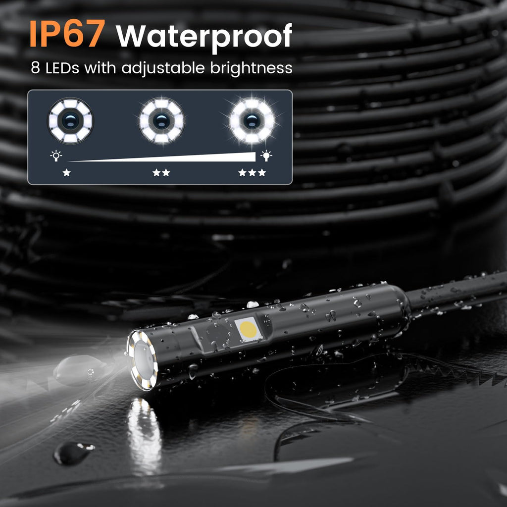 Endoscope Camera with Light: 4.3" 1080P HD Dual-Lens Inspection Borescope Camera for Sewer - 16.4ft Waterproof Industrial Endoscope - Flexible Snake Bore Scope for Plumbing Automotive