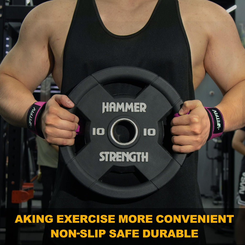 FITFIV Lifting Straps for Weightlifting, Lifting Wrist Straps for Gym Strength Training, Neoprene-padded Wrist Cushion - Men & Women