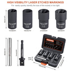 YEKEPRO 6 PCS Lug Nut Removal Tool, 1/2-inch Drive Impact Twist Socket Set & Bolt Extractor Set, 17,19,21,22MM Wheel Lock Removal Kit for Removing Damaged, Frozen, Rusted, Nuts & Screws, Cr-Mo Steel