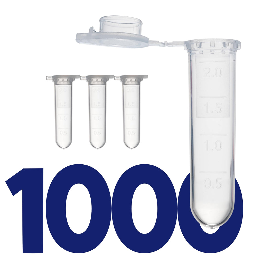 Kashi Scientific 2mL Clear Snap Cap Microcentrifuge Tube with Graduation, Lab Grade Polypropylene Plastic [2mL, 1000]