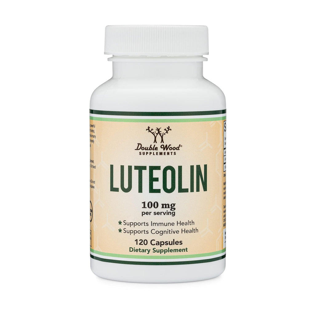 Double Wood Supplements Luteolin Supplement 100mg Servings of Bioactive Flavanoids (120 Capsules, Gluten Free) Potent Polyphenols Flavonoid for Brain and Cardiovascular Support