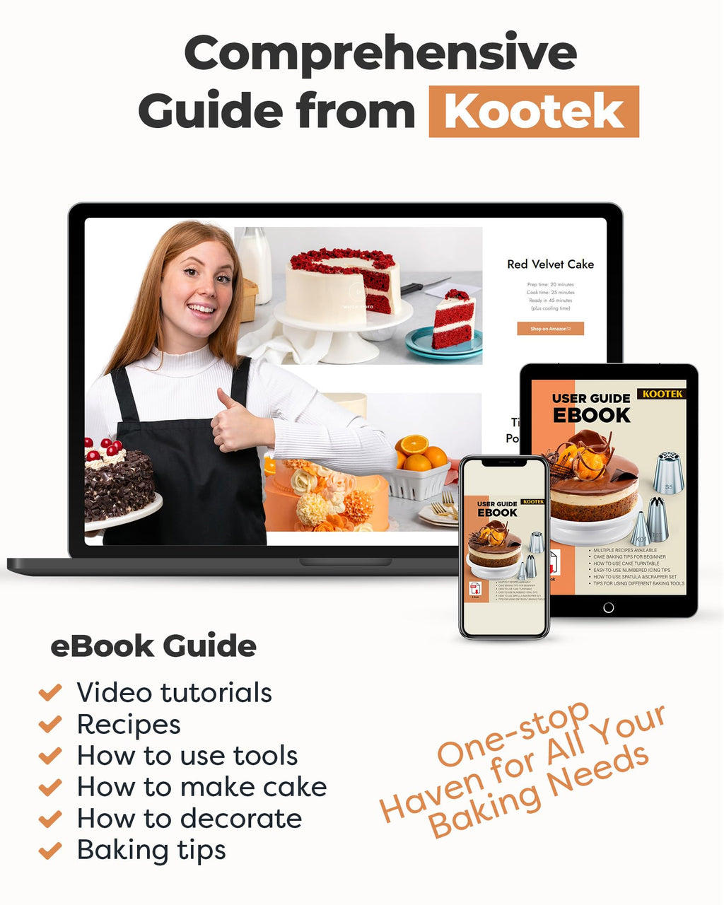 Kootek Cake Decorating Kit Baking Supplies Cake Turntable with 2 Frosting Straight Angled Spatula 3 Icing Smoother Scrapers Baking Accessories Tools for Beginners and Pros, White
