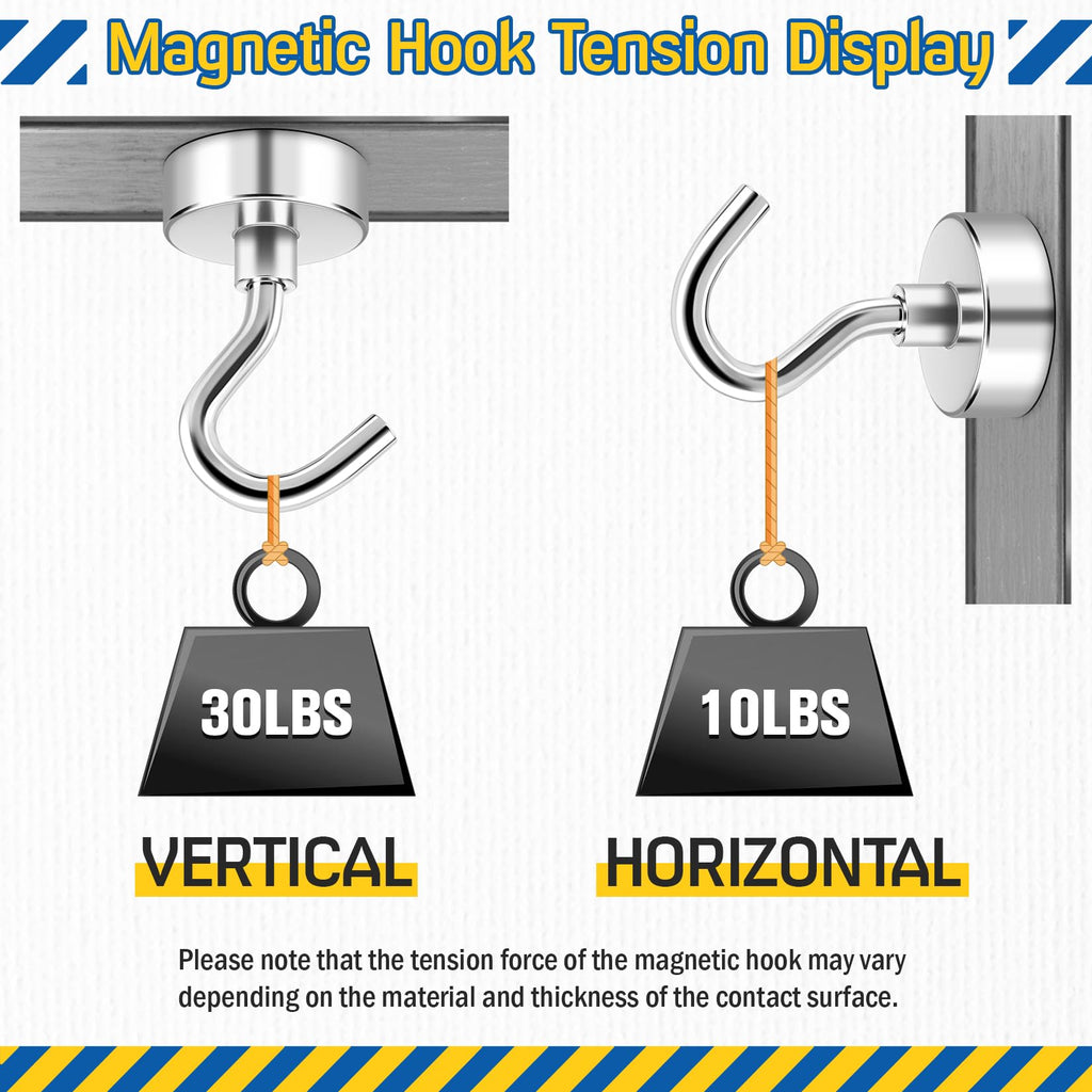 FINDMAG Magnetic Hooks, 30lbs Heavy Duty Magnets with Hooks, Strong Cruise Magnetic Hooks, N52 Metal Hooks for Cruise Ship Walls, Classroom, Office, Kitchen, Home, Cruise Must Haves (50 Pack, Silver)