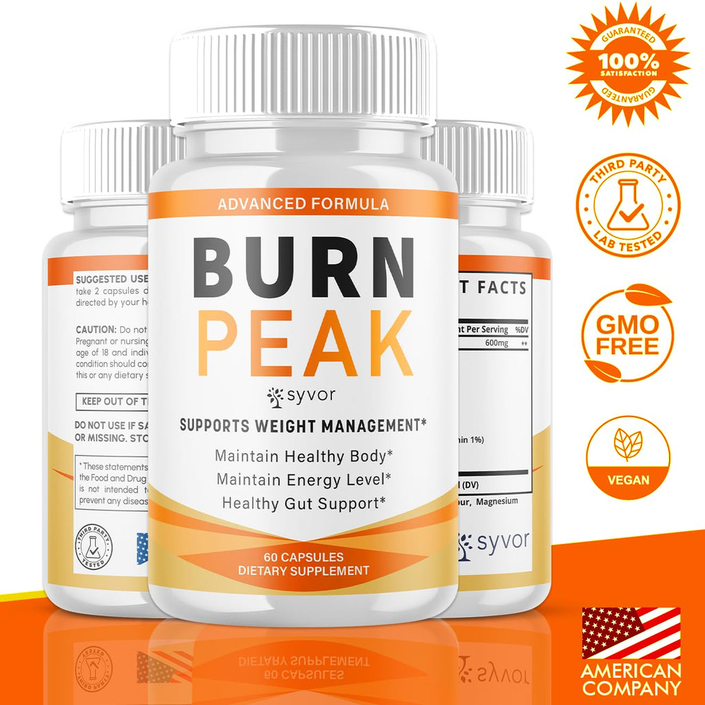 Burn Peak Capsules, Official Burnpeak Pink Salt Pills with All Natural Ingredients, Advanced BurnPeak Health and Wellness Supplement with Premium Vitamins for Active Lifestyle Support (60 Capsules)