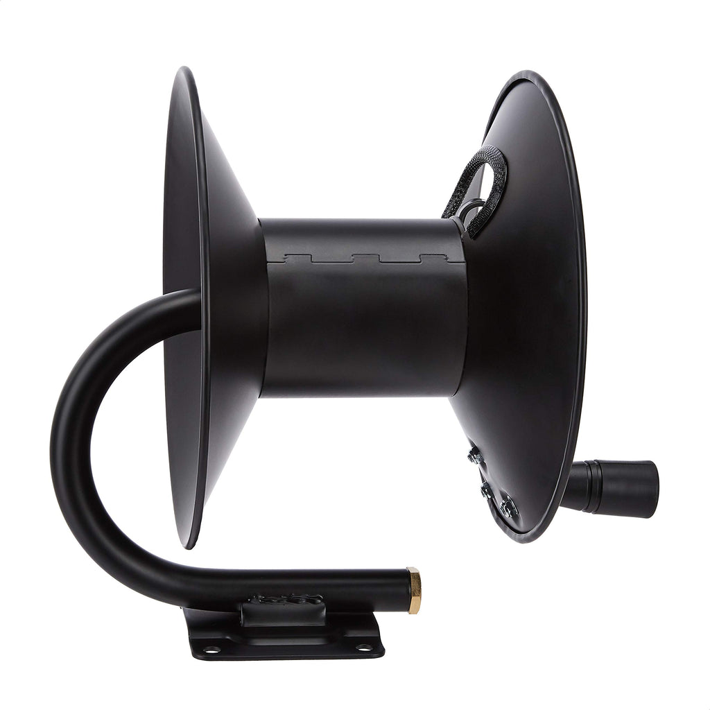 Amazon Basics Retractable Air Hose Reel - Fits 3/8-Inch 50-Feet Air Compressor Hoses, Portable, Works Well, 300PSI, Black, Hoses Excluded, Not for Water/Pressure Washers