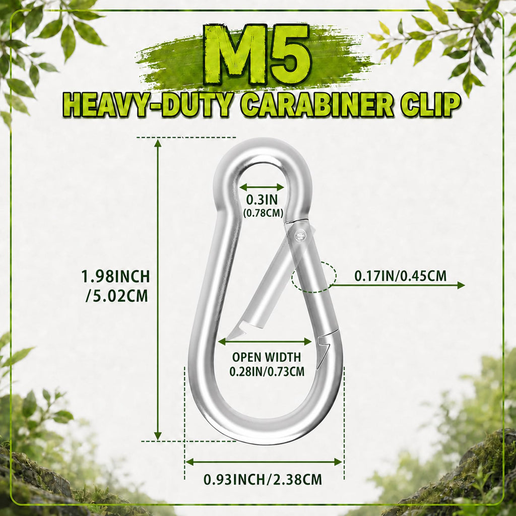 High-PQ 50PCS Carabiner Clip,Heavy Duty Spring Snap Hook,2IN(M5)