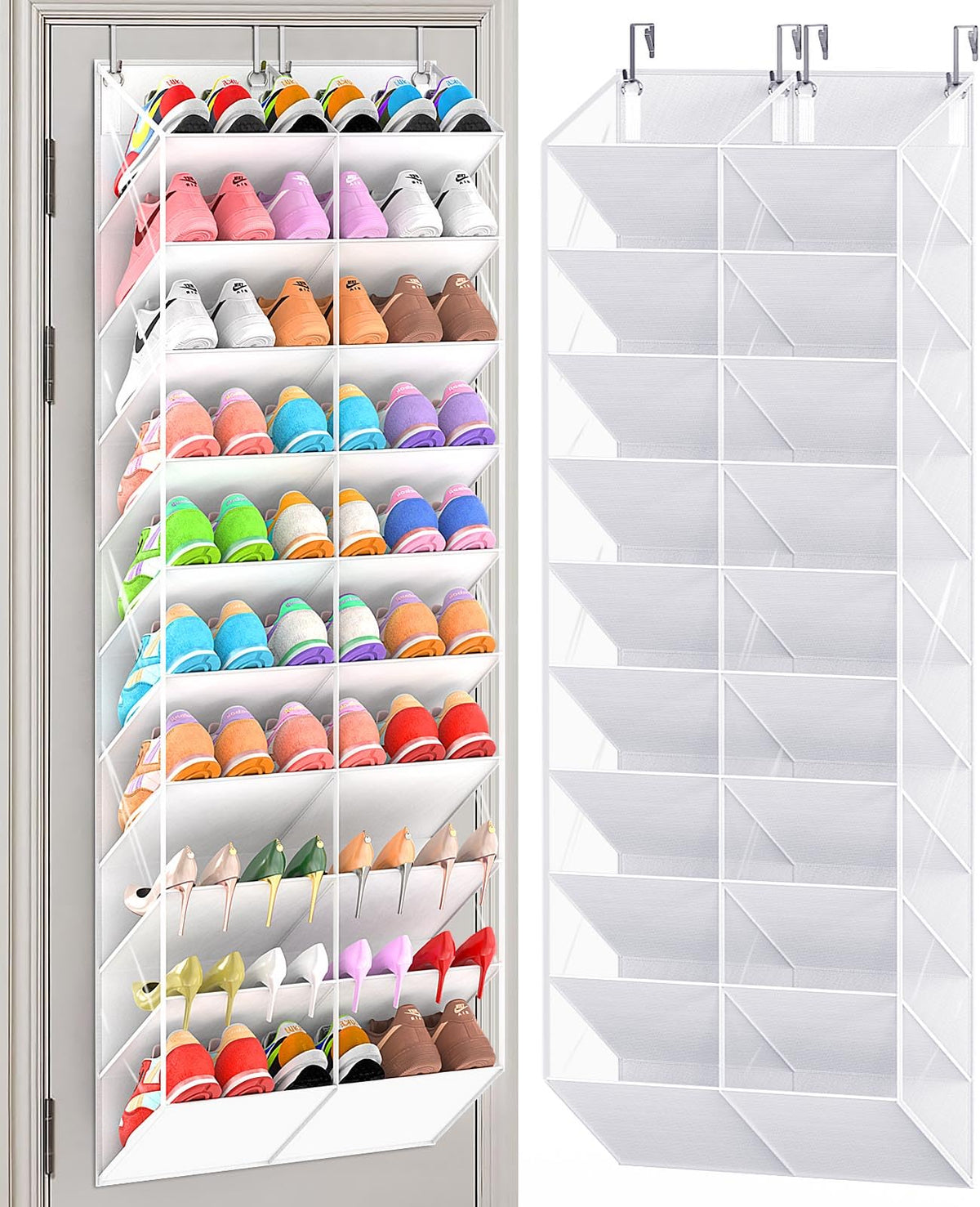 UVIAHOMI 20-30 Pairs Over the Door Shoe Organizer, 10-Tier Door Shoes Rack