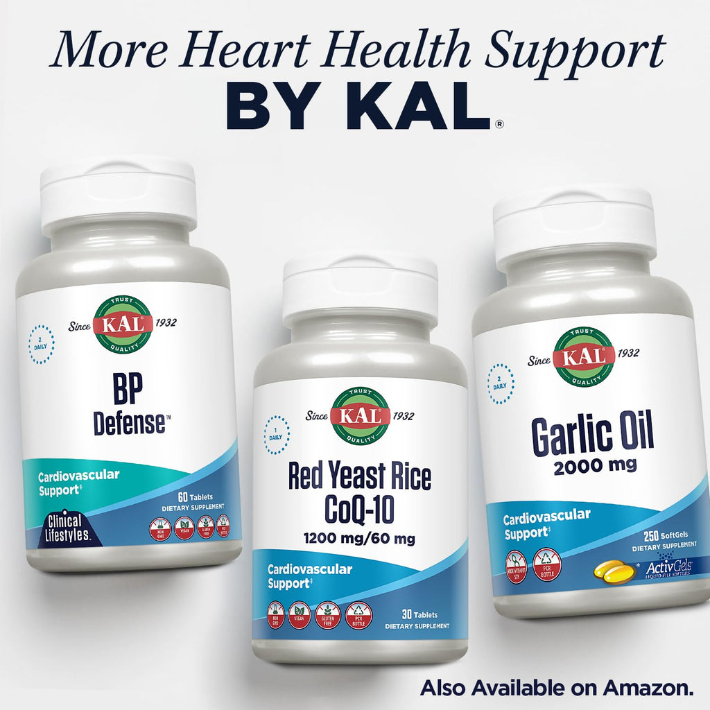 KAL Magnesium Taurate 400mg Plus Vitamin B6, Chelated Magnesium Supplement, High Absorption Magnesium Complex, Muscle and Heart Health Support, Vegan, Gluten Free, 60-Day Guarantee, 60 Serv, 120 Tabs