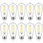ASOMST 10-Pack Vintage Edison Bulbs 60W Equivalent, 850LM 6W LED Light Bulb Daylight White 5000K, ST58 Filament Lighting E26 Base, Non-Dimmable