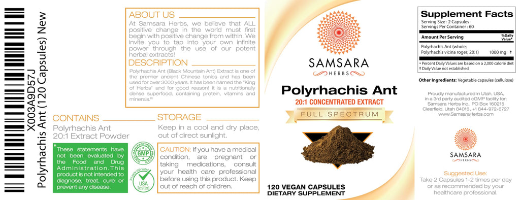 Samsara Herbs Polyrhachis Black Ant Extract - (120 Capsules)