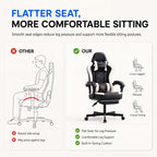 Kslysuty Desk Computer Gaming Chair - High Back Ergonomic Office Chair with Footrest and Lumbar Support, Swivel Comfy Home Gamer Video Game Chairs with Pocket Spring Cushion for Adults (White Leather)