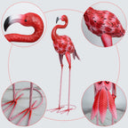 SUNREEK 2Pcs Flamingo Outdoor Statues, Metal Flamingo Yard Art Decor for Garden Home Patio Yard Display
