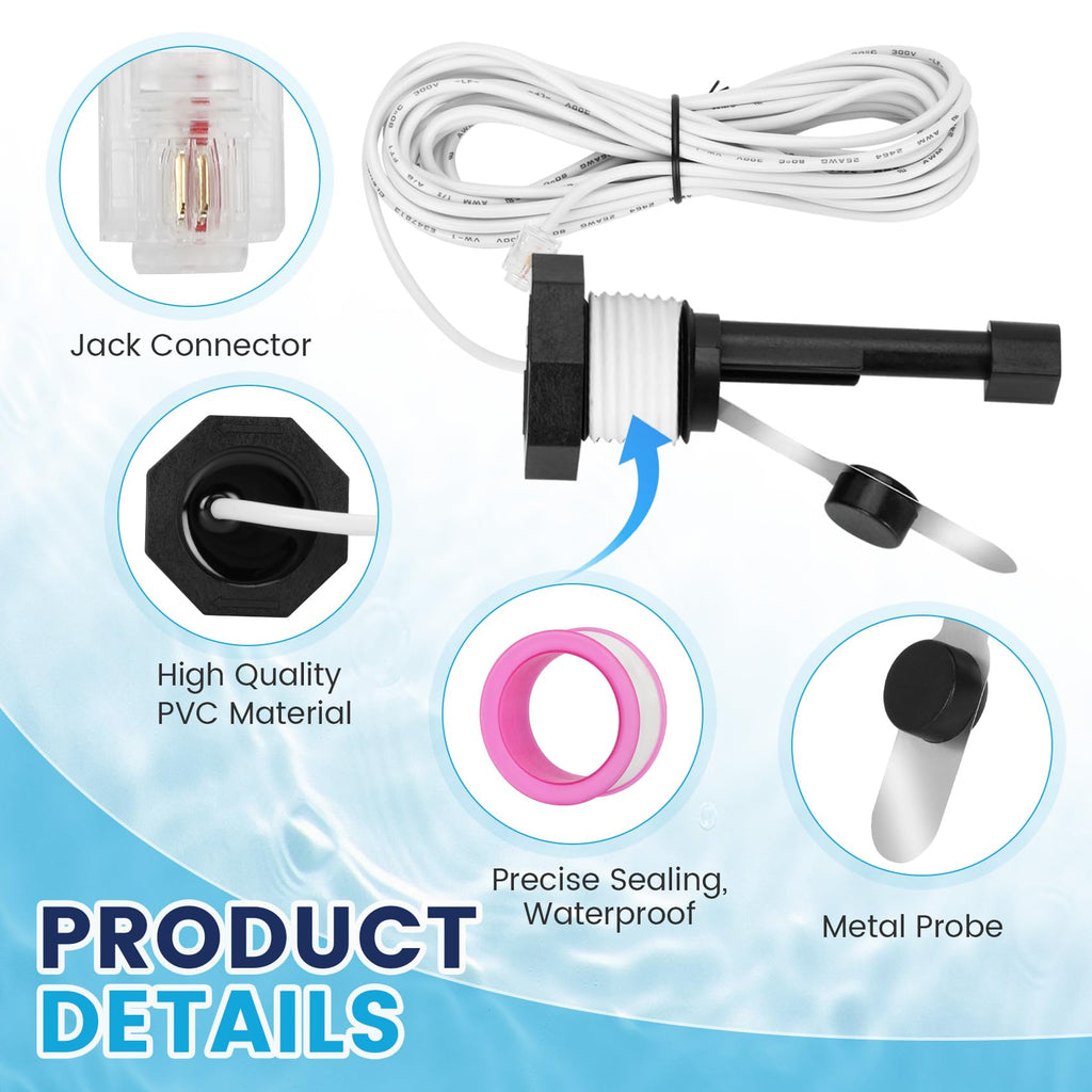 GLX-FLO-RP Flow Switch Assembly for All Hayward Goldline Aquarite Salt Systems, Metal Induction Structure Pool Flow Sensor Suitable Hayward Salt Cell & Chlorine Generator with 15-Feet Cable(White)