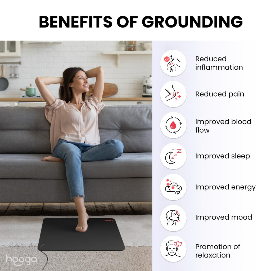 2 Pack Grounding Mat by Hooga. Large Universal Grounded Therapy Mat. Grounding Computer, Office, Meditation Mat. Home Use. EMF ESD Protection, Vegan Leather. May Improve Sleep, Inflammation, Energy.