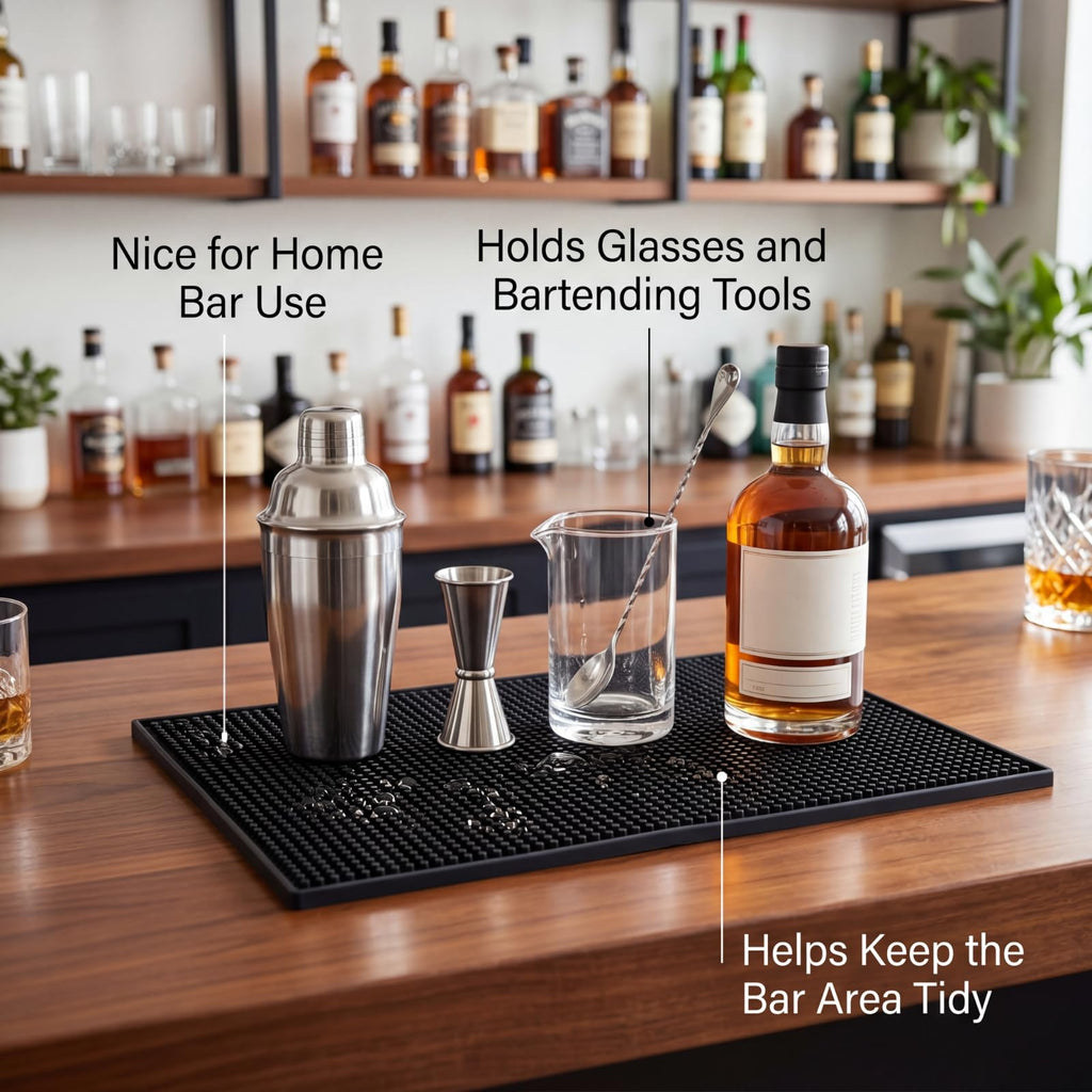 Tioncy 2 Pcs Bar Mat 18 X 12 Inch Black