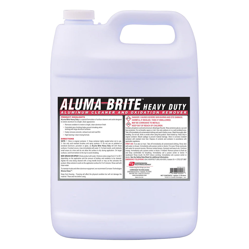 Corrosion Technologies ALuma Brite Heavy Duty Aluminum Cleaner, Industrial Brightener for Oxidation Removal, Concrete and Soot Residue, Commercial-Grade, High Foaming Rinse-Free Formula, 1 Gallon