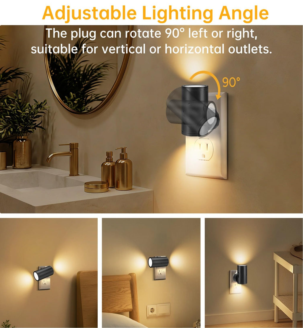 TSEXES 4 Pack LED Night Light Plug in,5-300LM Brightness Adjustable