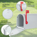 Metal Mailboxes for Outside Post Mount, RAINHOL Residential Mailbox, Galvanized Steel Heavy Duty Outdoor Mail Box, Standard Compacity, 20 x 8.7 x 6.7 inches, Gray