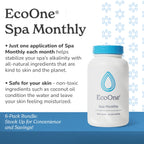 EcoOne Spa Monthly | Gentle All-Natural Spa Treatment | Conditioning Hot Tub, Pool, & Spa Cleaner | Above, In-Ground, or Inflatable Hot Tub Cleaner Stabilizes pH & Alkalinity, 8 Oz, (6-Pack)