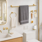 Brushed Gold Bathroom Accessories Set, 7 Pieces Gold Towel Bar Bathroom Hardware Set, 31.5 Inch Towel Racks for Bathroom, SUS304 Stainless Steel Bathroom Towel Holder Toilet Paper Holder Wall Mounted